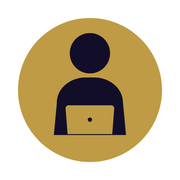 office worker with labtop icon